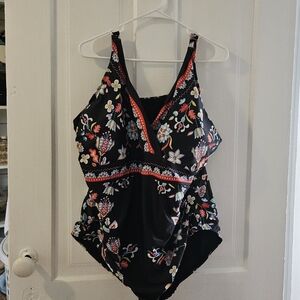 Boho Floral Black Swimsuit